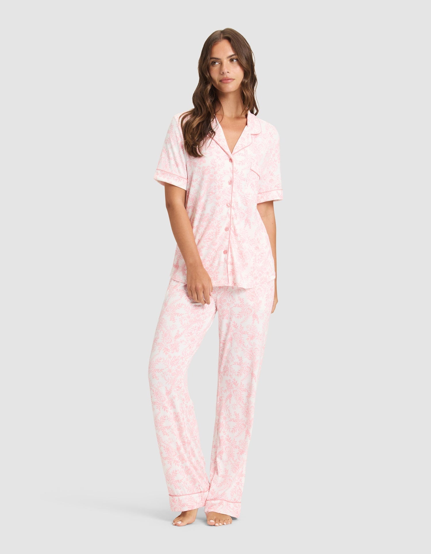 Women's Bamboo Stretch-Knit Short Sleeve & Pant Pajama Set from Cozy Earth