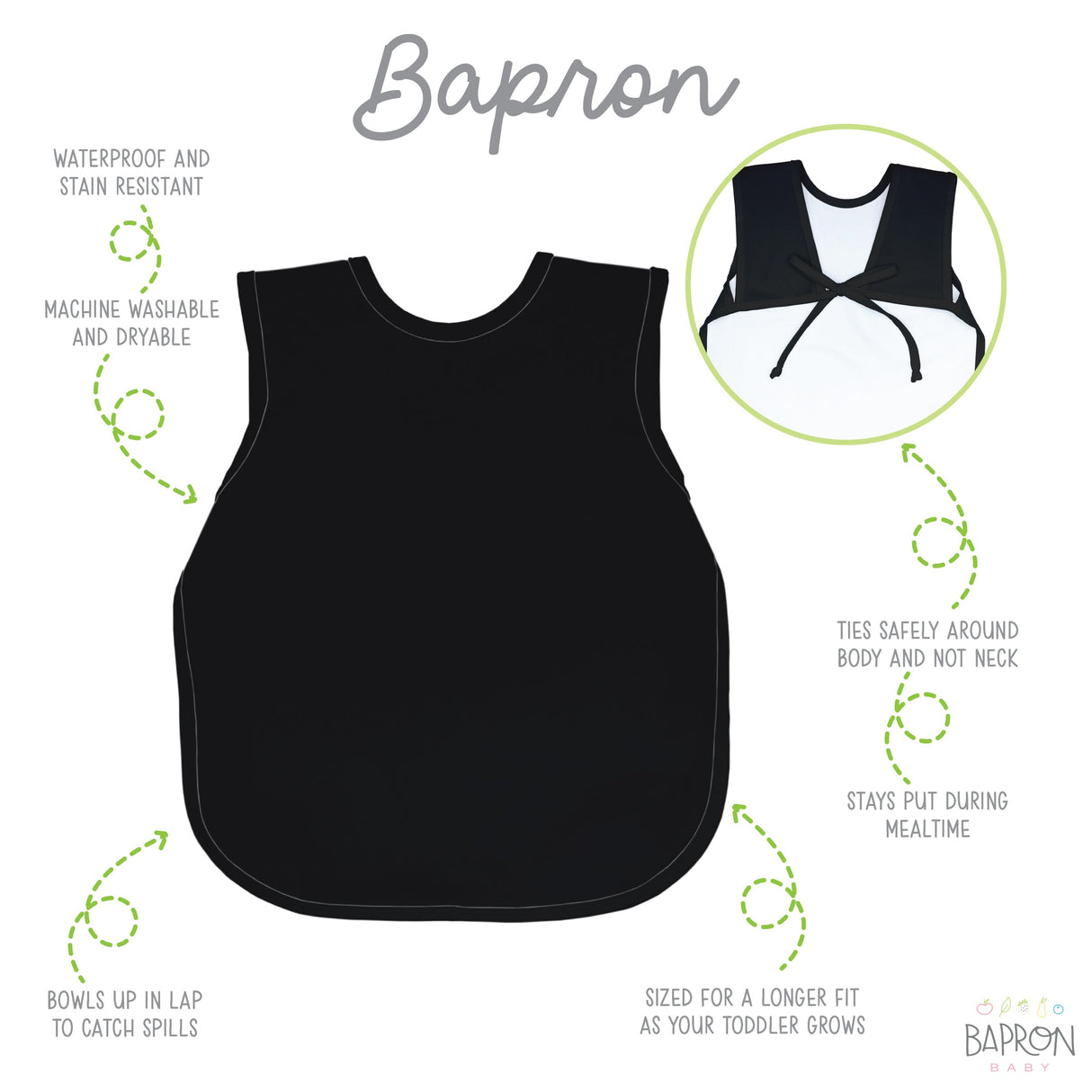 Solid Black Minimalist Bapron from BapronBaby