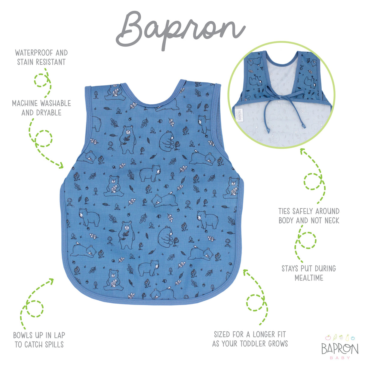 Bears In Blue Bapron SALE **PRESCHOOL SIZE ONLY** from BapronBaby