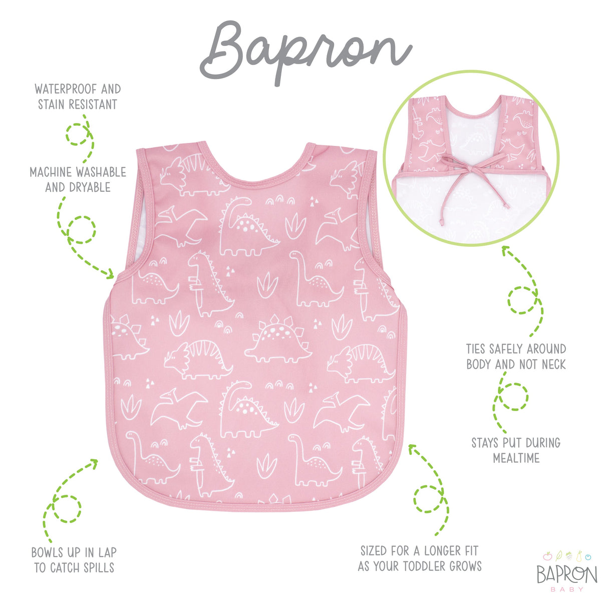 Dino Friends - Blush Bapron from BapronBaby