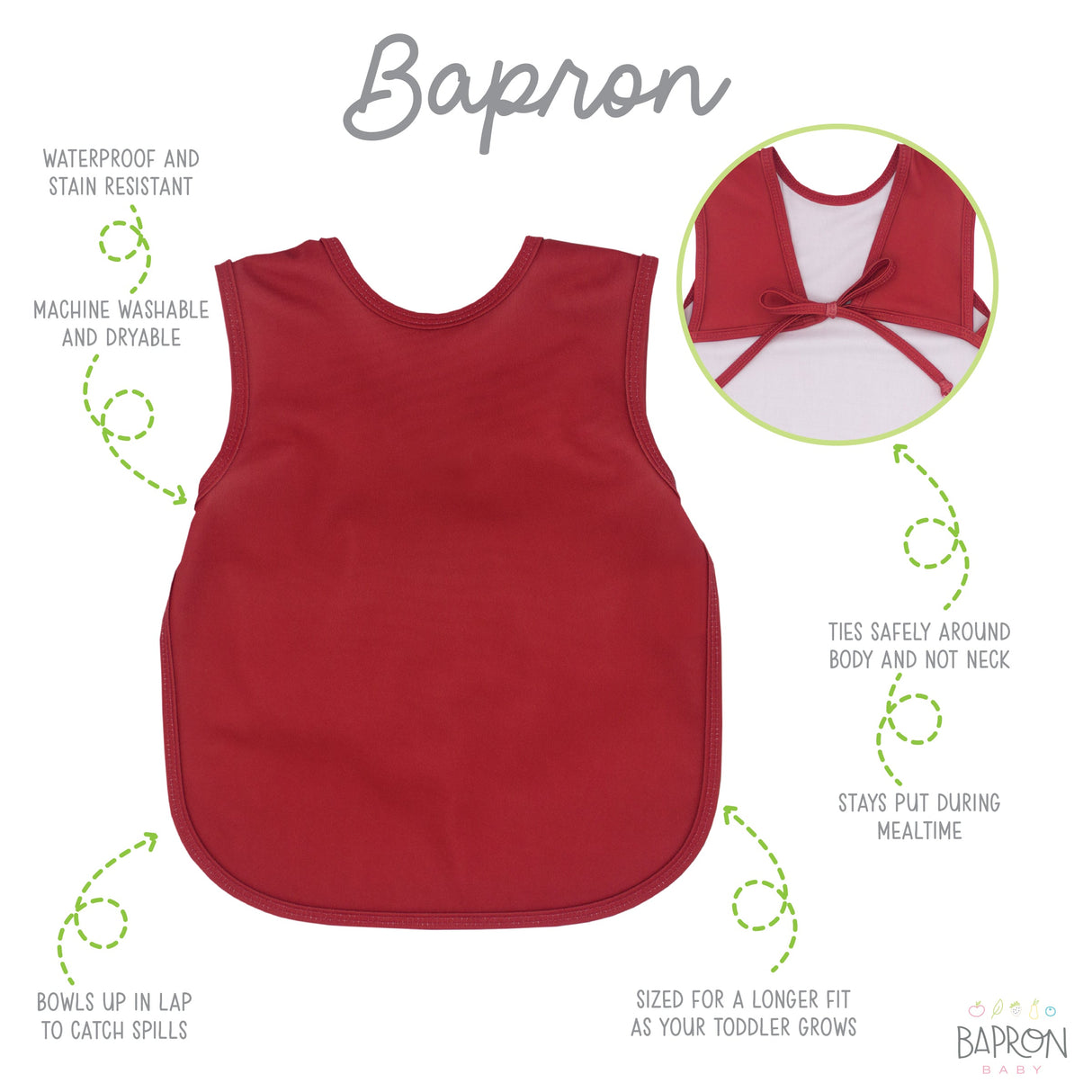 Solid Cranberry Minimalist Bapron from BapronBaby