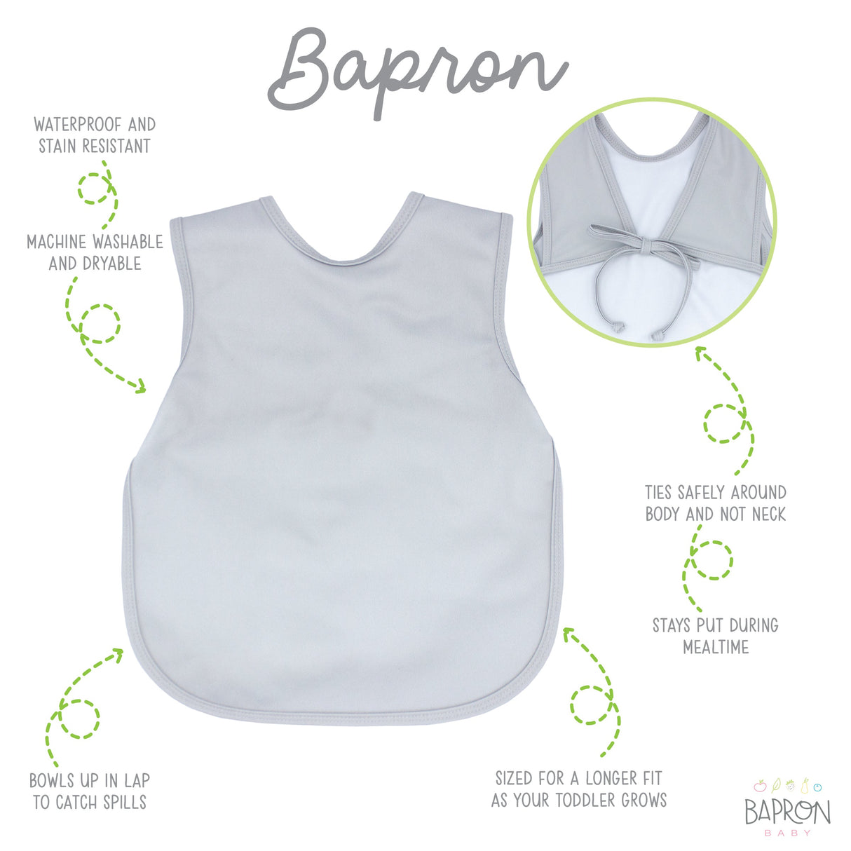 Solid Light Gray Minimalist Bapron from BapronBaby