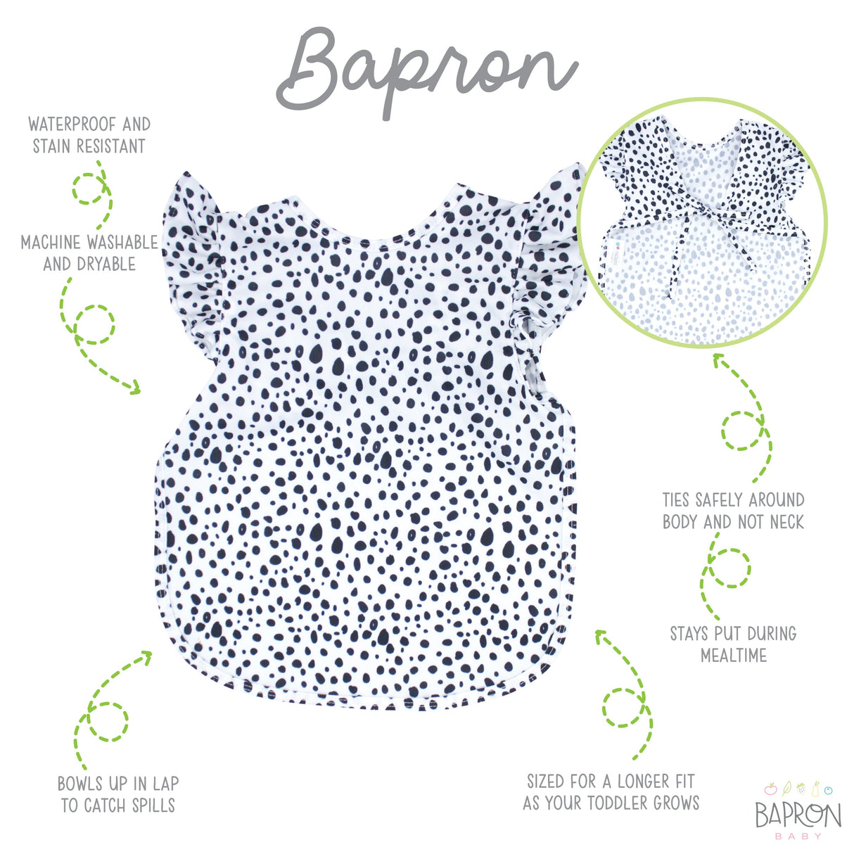 Organic Dot Flutter Bapron from BapronBaby