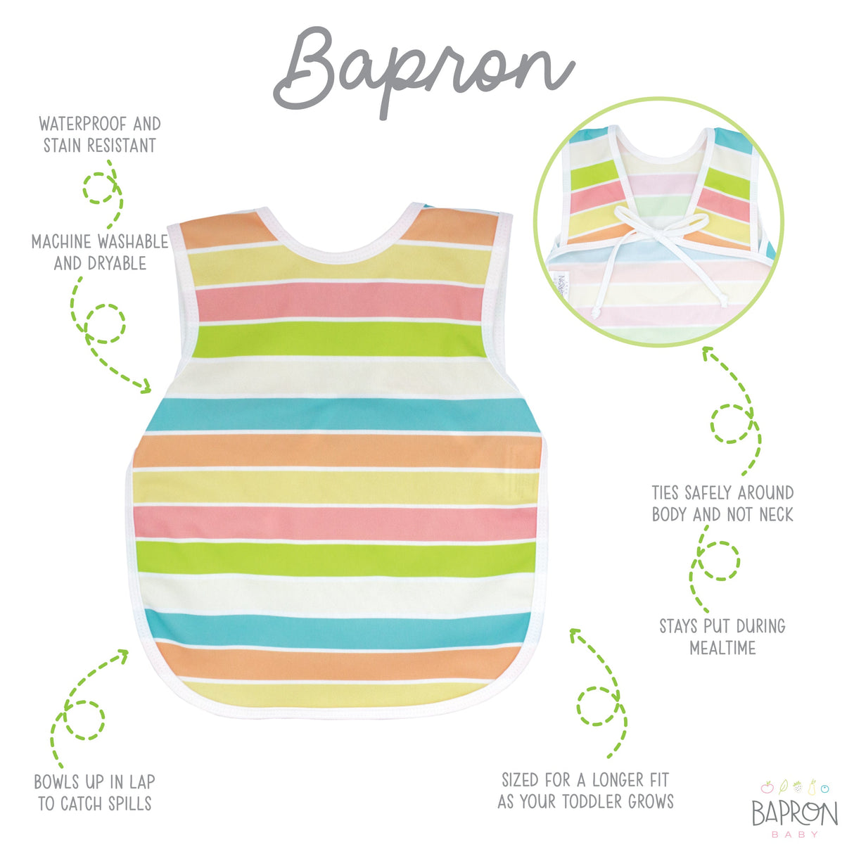 Rainbow Stripes Bapron from BapronBaby