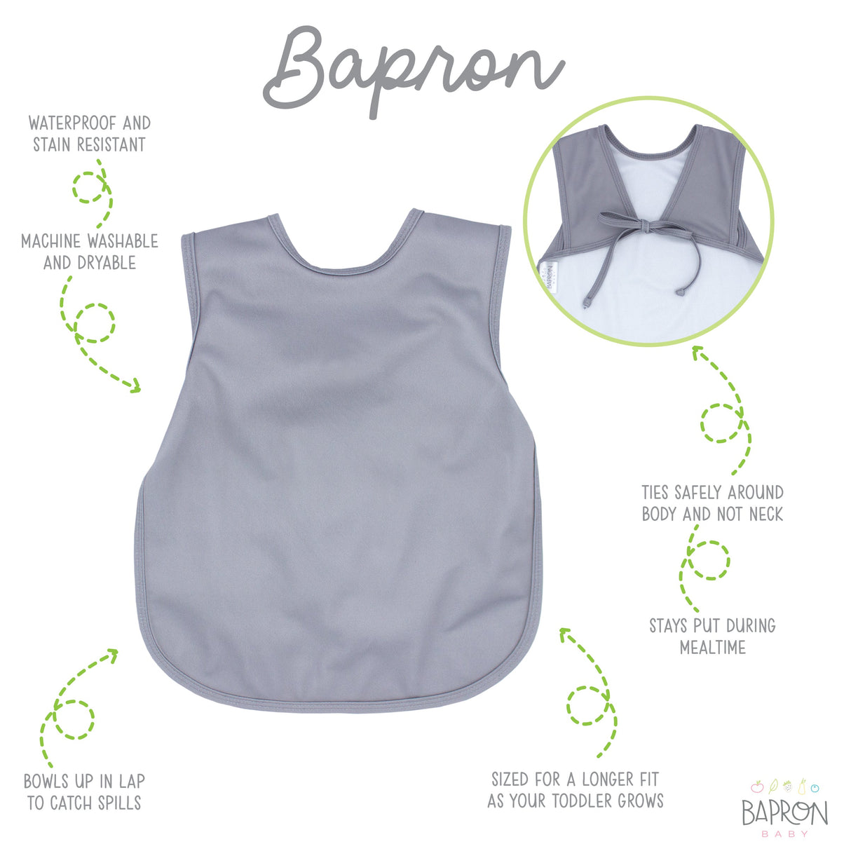 Solid Slate Minimalist Bapron from BapronBaby
