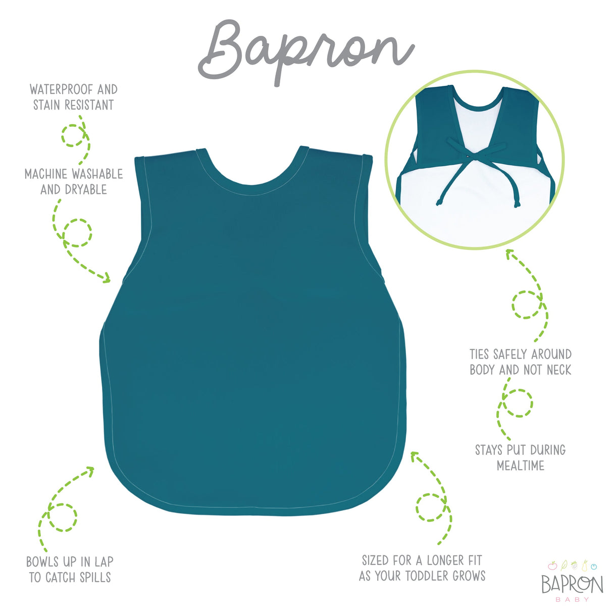 Solid Teal Minimalist Bapron from BapronBaby