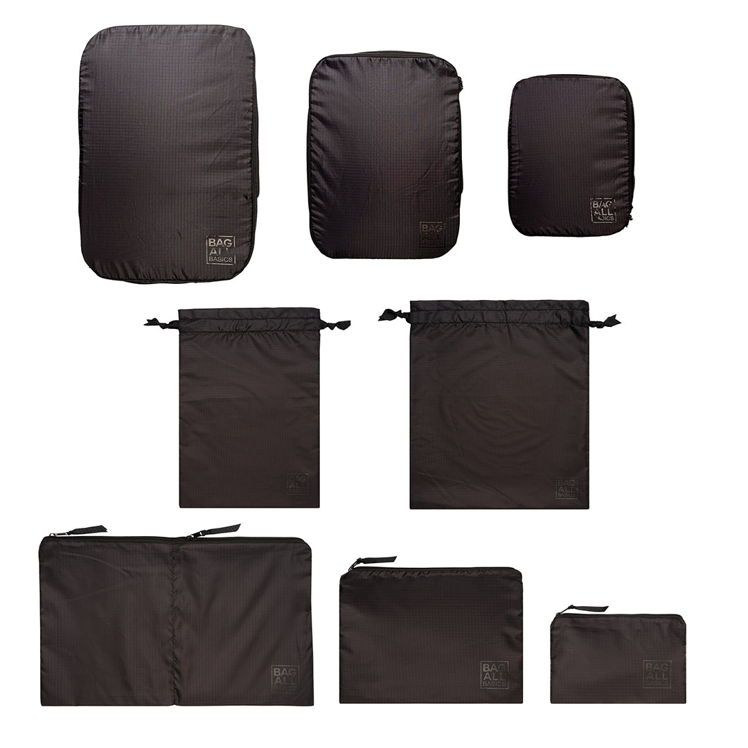 Compression Cubes & Packing Bags Set, 8-pack, Black From Bag-all