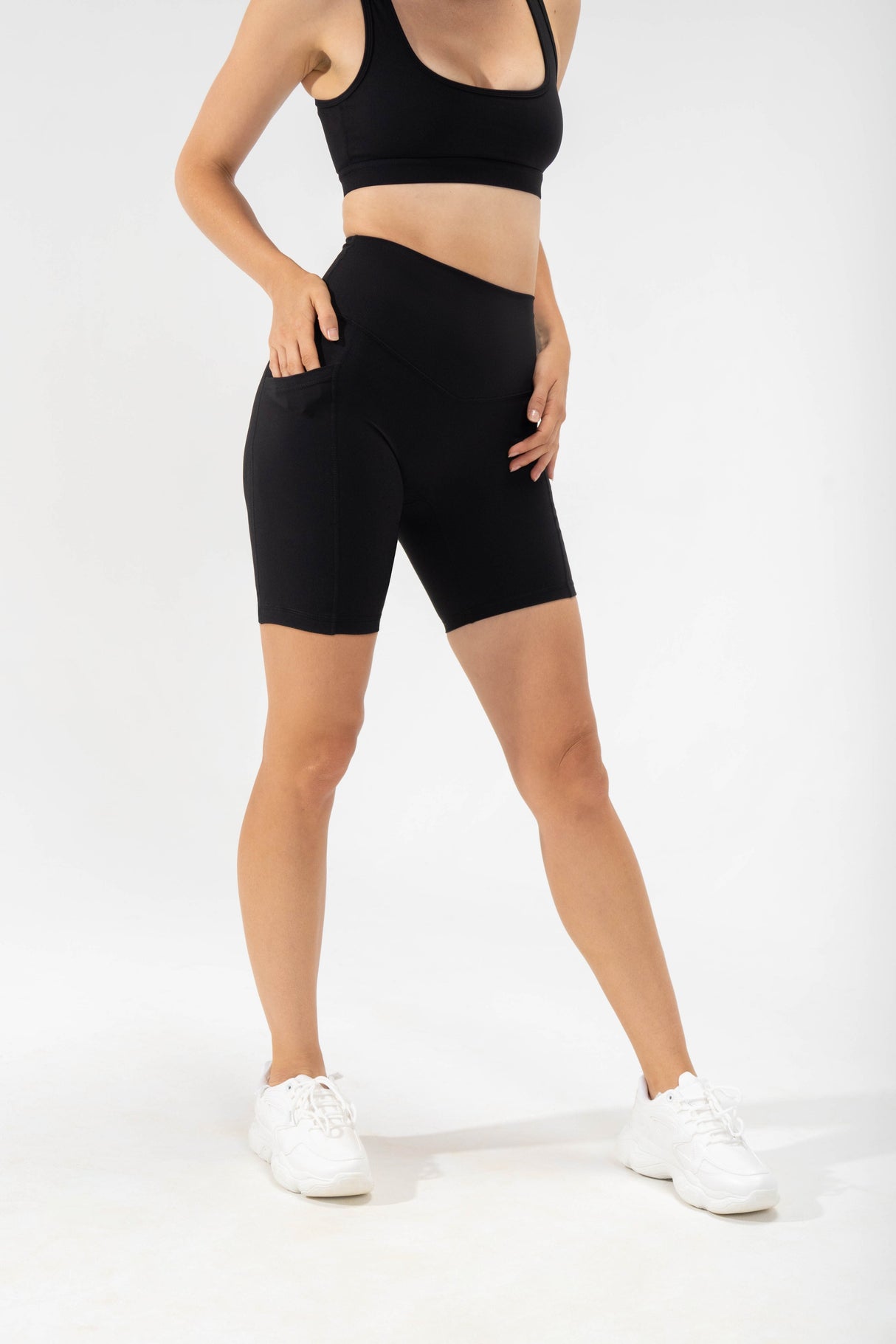 Supersculpt™ Biker Short with Pockets - Black from POPFLEX