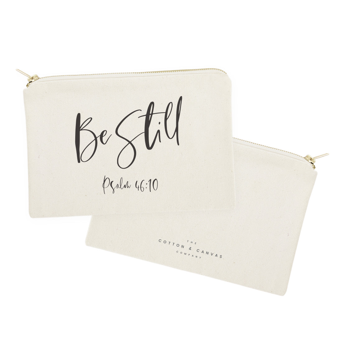 Be Still, Psalm 46:10 Cotton Canvas Cosmetic Bag from The Cotton & Canvas Co.