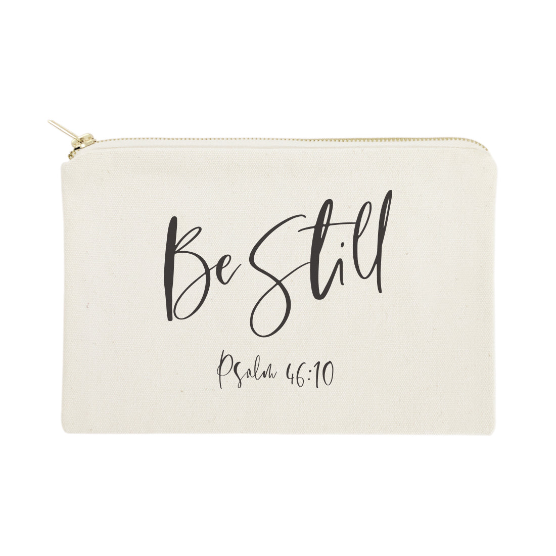 Be Still, Psalm 46:10 Cotton Canvas Cosmetic Bag from The Cotton & Canvas Co.
