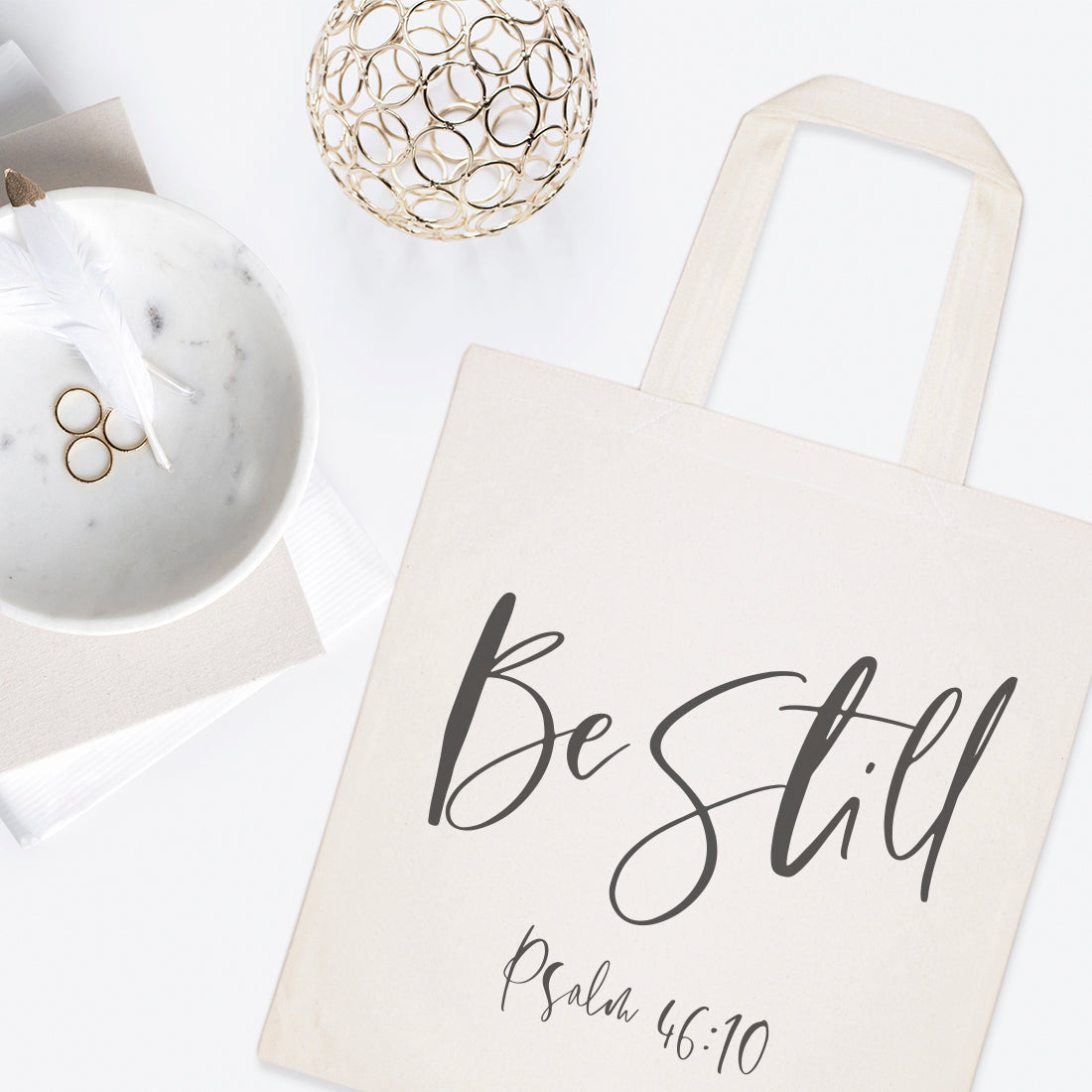 Be Still, Psalm 46:10 Cotton Canvas Tote Bag from The Cotton & Canvas Co.
