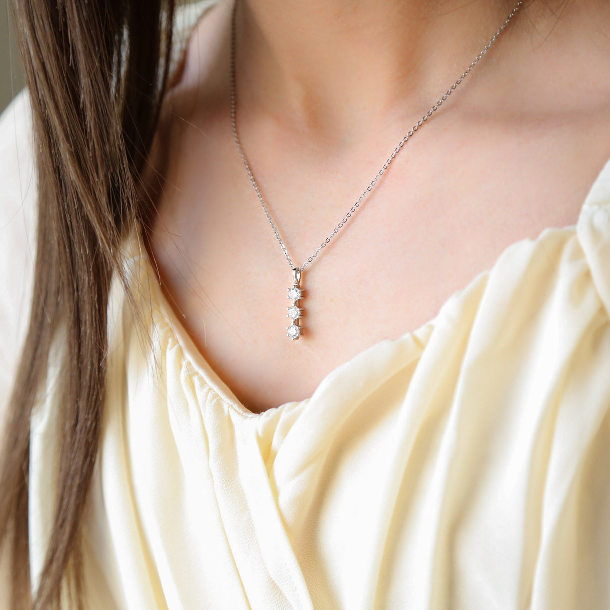 BEACON - Silver or Gold Triple Zircon Necklace from Mack & Rex