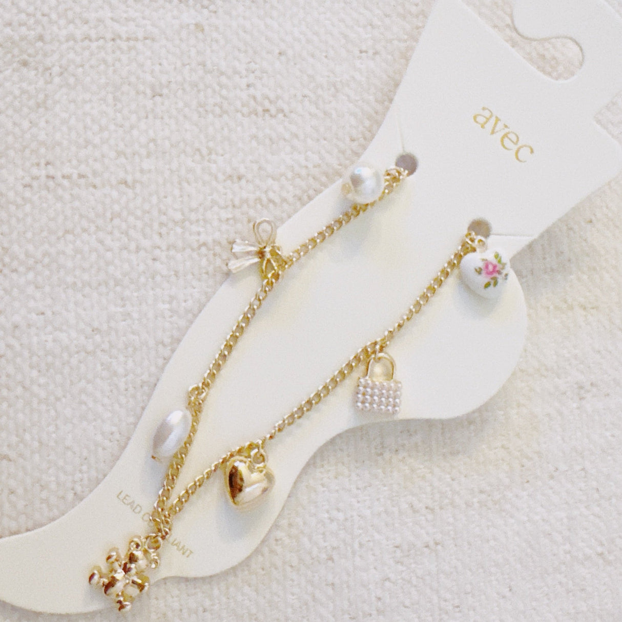 Bear & Bow Charm Anklet – Playful Gold Chain with Heartfelt Details from Ellisonyoung.com