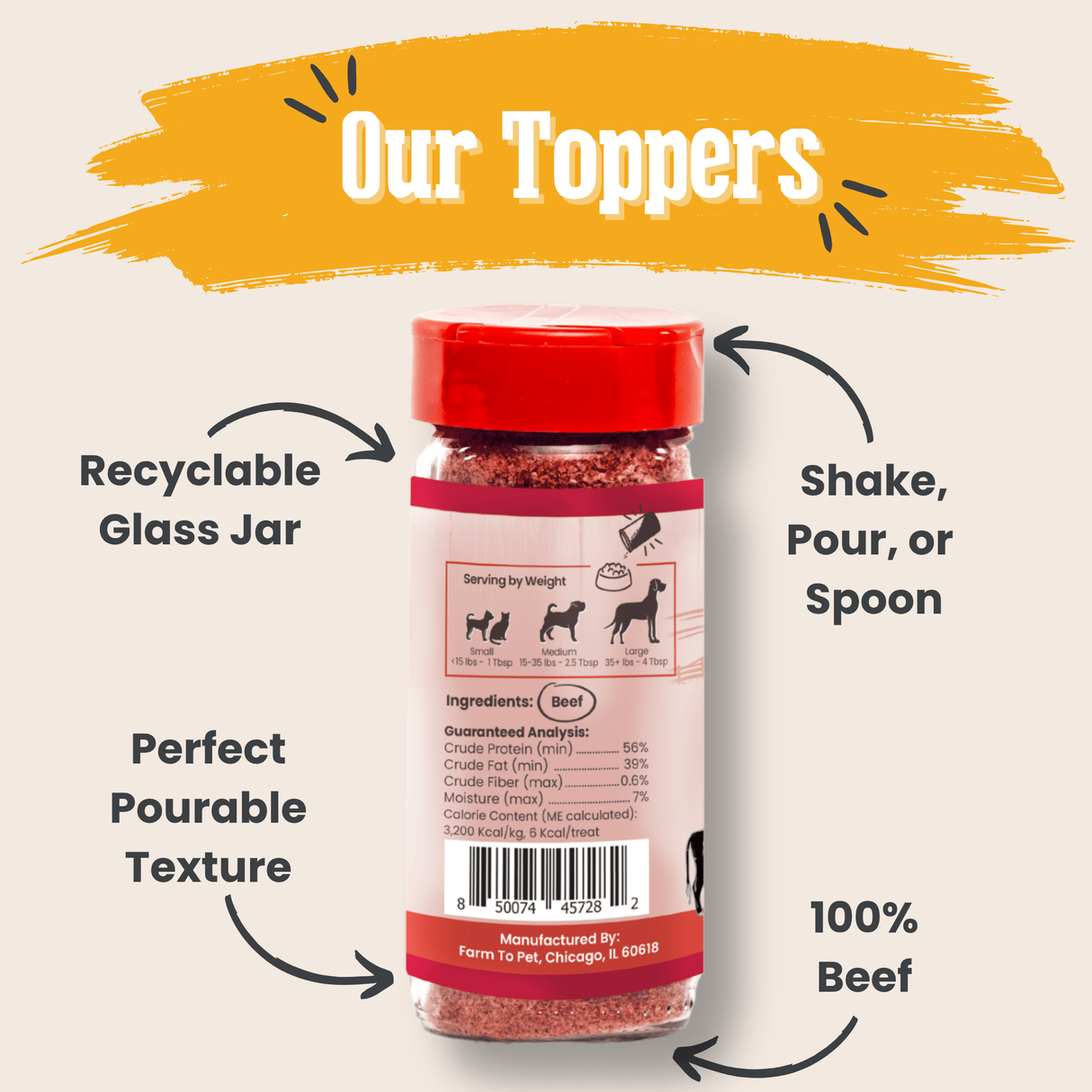 Treat Topper Beef Dog Food Topper from Farm To Pet