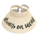 Always On Vacay Message Roll Up Foldable Visor Sun Hat from Madeline Love