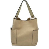 2-in-1 Chic Satchel Side Pocket Bucket Bag with Long Strap from Madeline Love