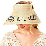 Always On Vacay Message Roll Up Foldable Visor Sun Hat from Madeline Love