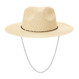 Beaded Chin Tie Straw Sun Hat from Madeline Love