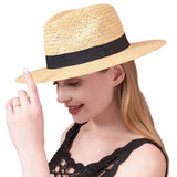 Black Band Straw Panama Sun Hat from Madeline Love