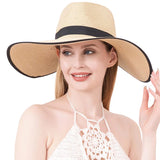 Black Band Trimmed Straw Sun Hat from Madeline Love