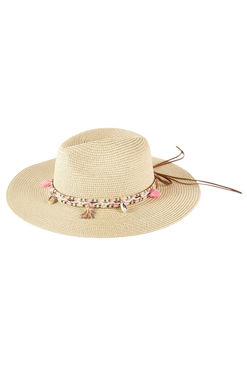 Boho Tassel Multi Color Band Summer Straw Sun Hat from Madeline Love