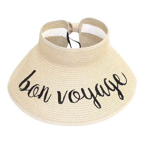 Bon Voyage Message Roll Up Foldable Visor Sun Hat from Madeline Love