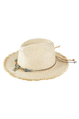 Braided Starfish Band Frayed Straw Summer Sun Hat from Madeline Love
