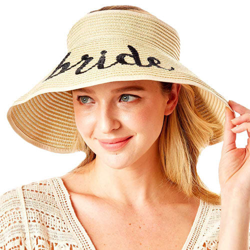Bride Message Roll Up Foldable Visor Sun Hat from Madeline Love