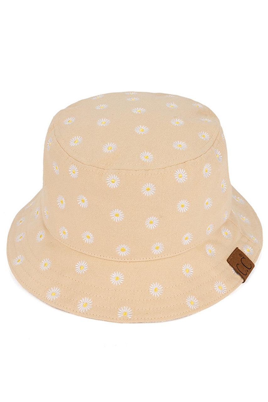 C.C Daisy Embroidered Cotton Canvas Bucket Hat from Madeline Love