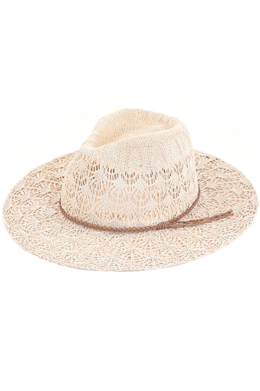 C.C HORSESHOE LACE KNITTING PANAMA HAT from Madeline Love