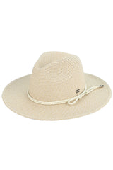 C.C Leather String Rope Band Paper Panama Hat from Madeline Love