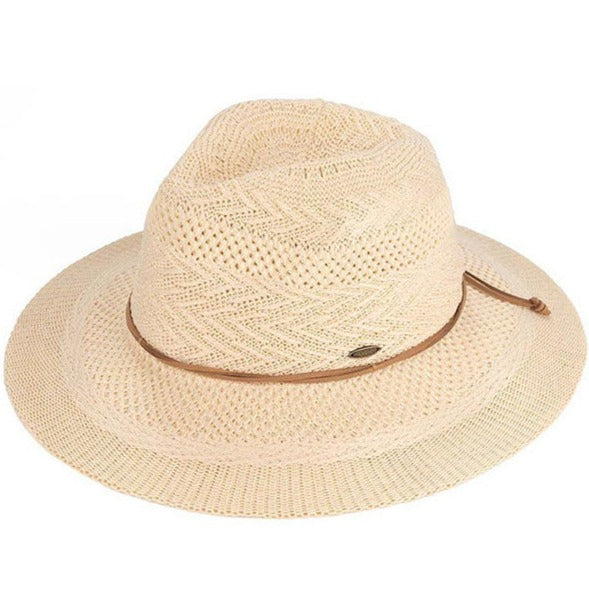 C.C Multi Pattern Suede String Band Panama Hat from Madeline Love