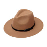 Faux Leather Band Solid Panama Hat from Madeline Love