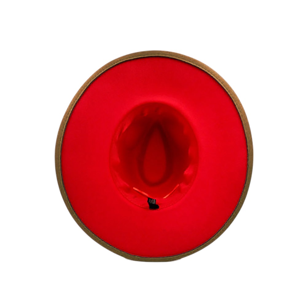 Faux Leather Band Solid Panama Hat from Madeline Love