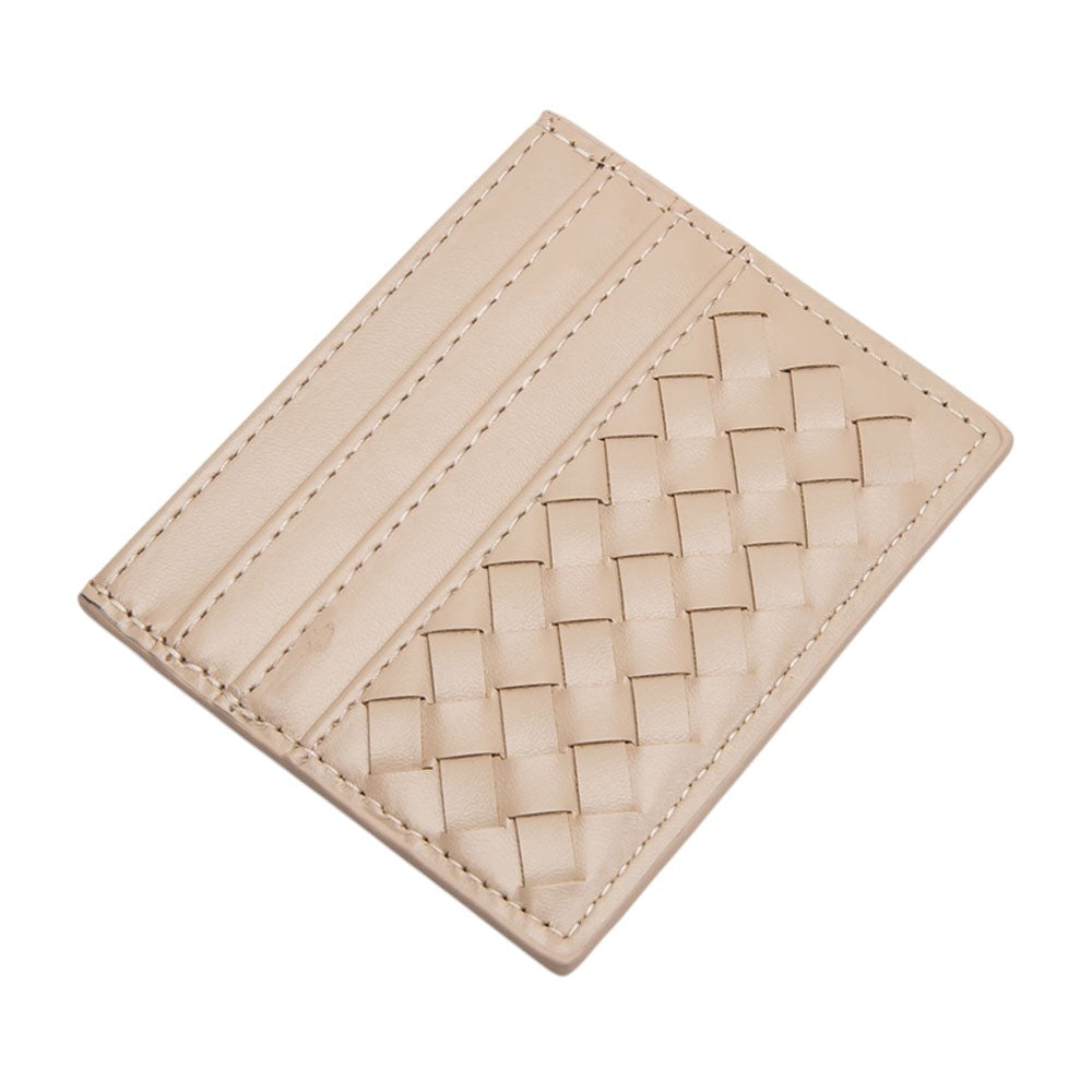 Faux Leather Basket Weave Card Holder Wallet  from Madeline Love