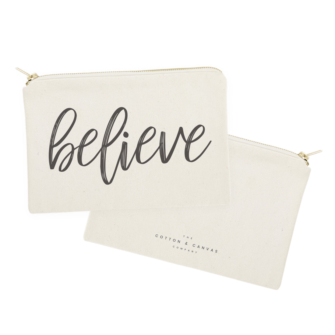 Believe Cotton Canvas Cosmetic Bag from The Cotton & Canvas Co.