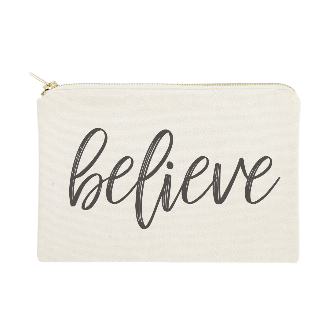 Believe Cotton Canvas Cosmetic Bag from The Cotton & Canvas Co.