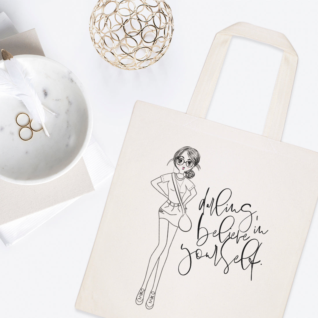 Darling, Believe in Yourself Cotton Canvas Tote Bag from The Cotton & Canvas Co.