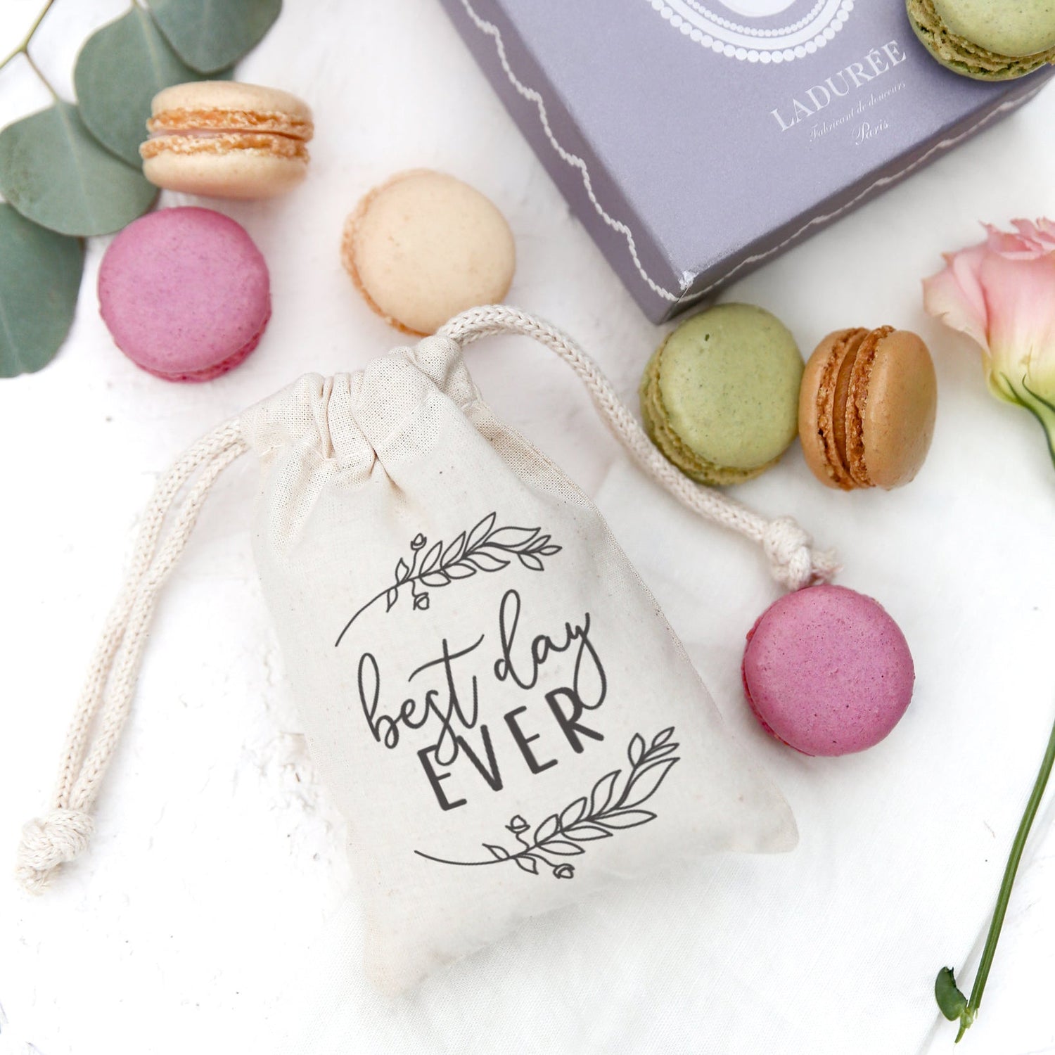Best Day Ever Cotton Canvas Wedding Favor Bags, 6-Pack from The Cotton & Canvas Co.
