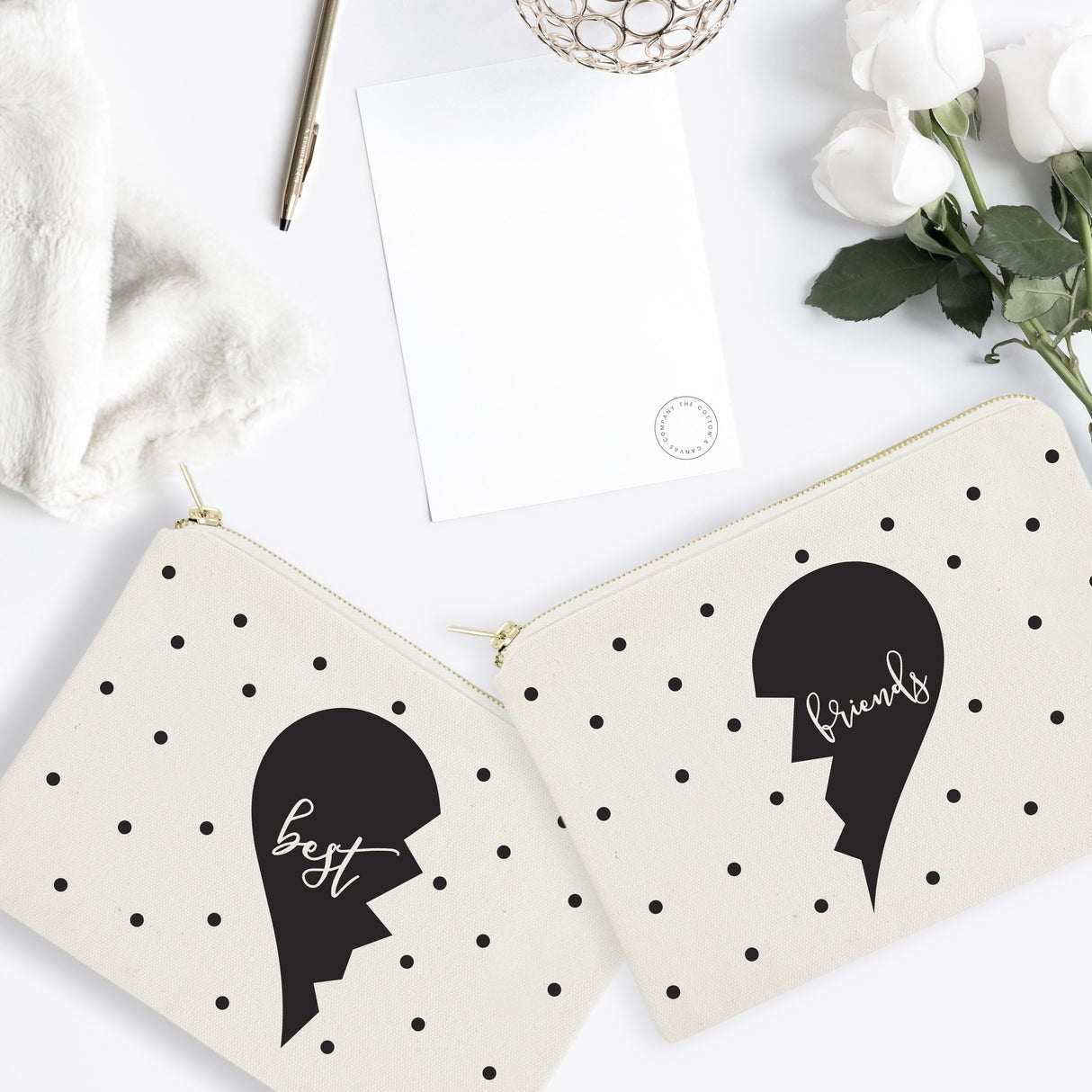 Best Friends Cotton Canvas Cosmetic Bag, 2-Pack from The Cotton & Canvas Co.