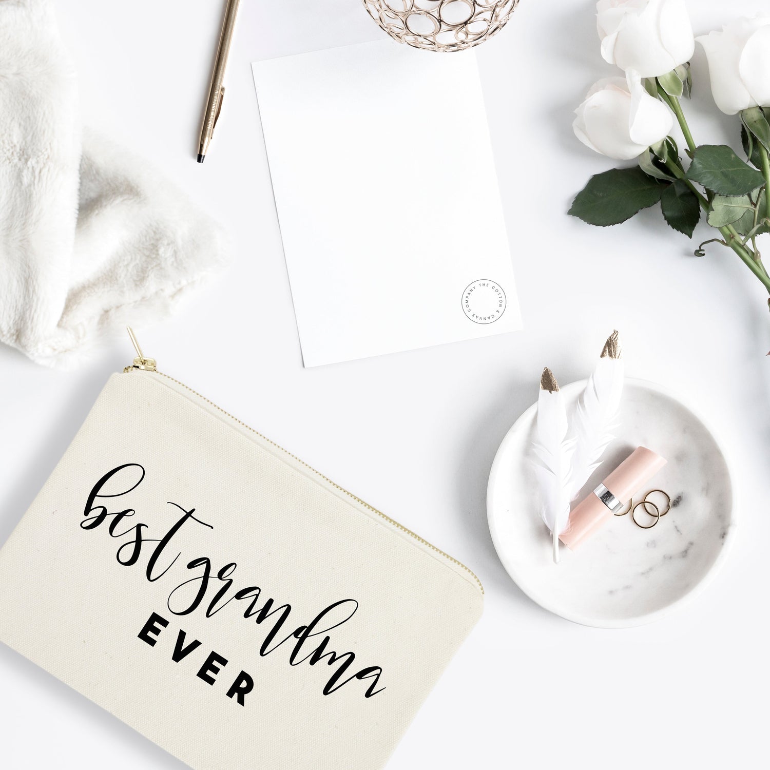 Best Grandma Ever Cotton Canvas Cosmetic Bag from The Cotton & Canvas Co.