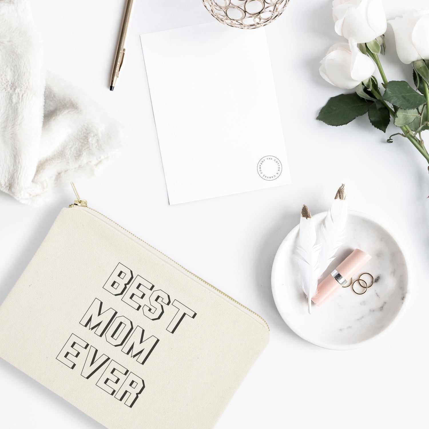 Modern Best Mom Ever Cotton Canvas Cosmetic Bag from The Cotton & Canvas Co.