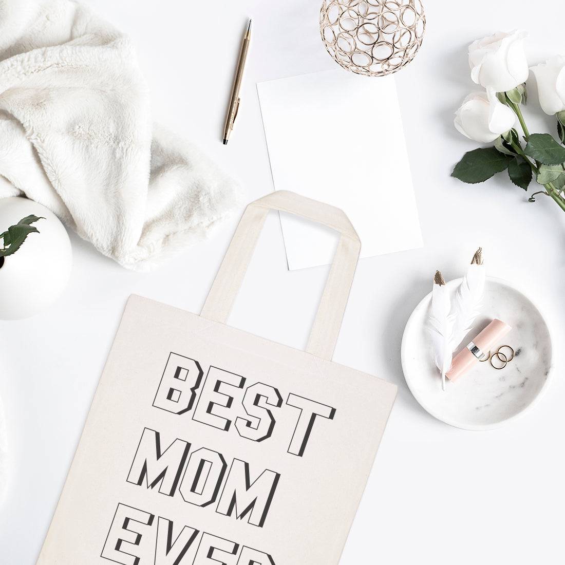 Modern Best Mom Ever Cotton Canvas Tote Bag from The Cotton & Canvas Co.