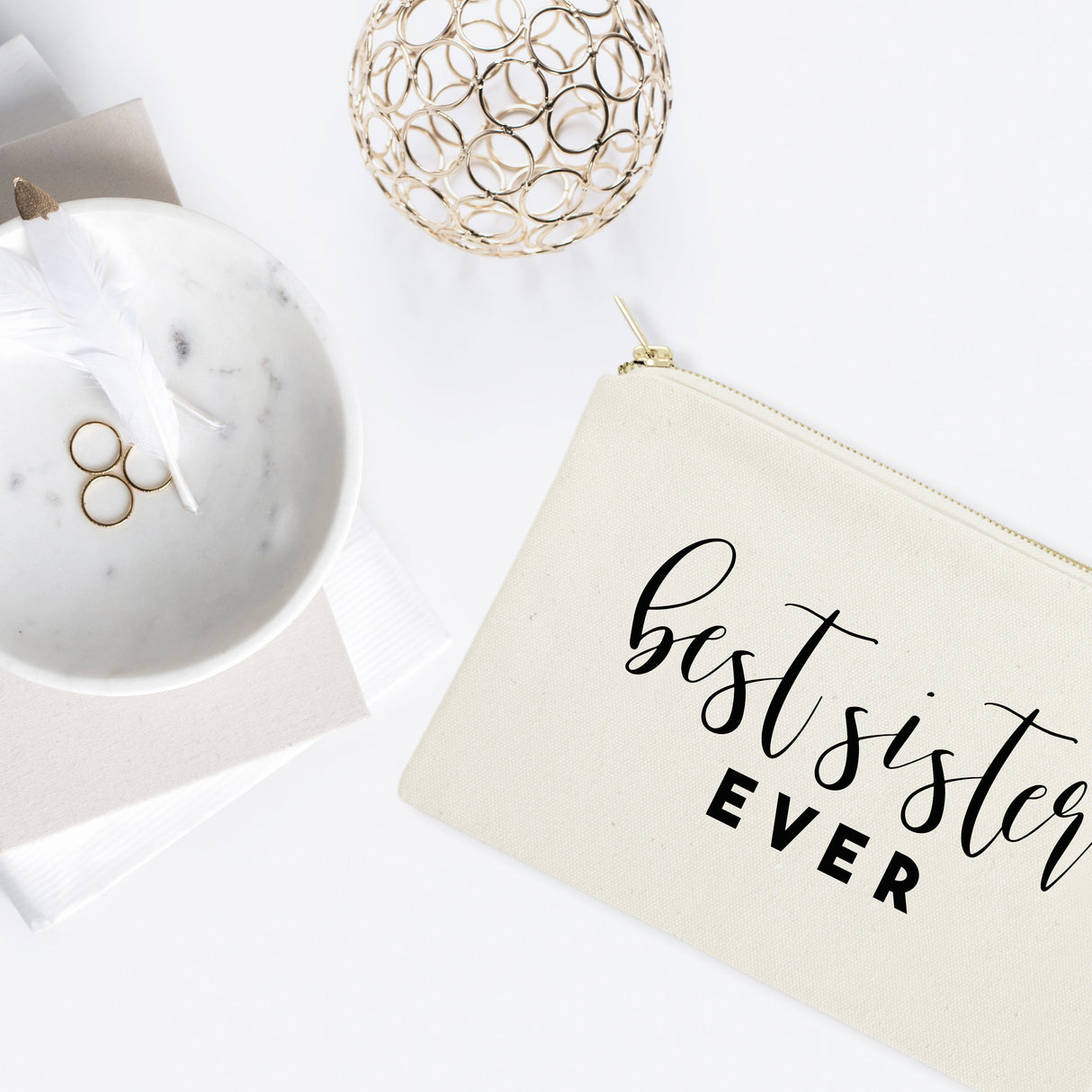 Best Sister Ever Cotton Canvas Cosmetic Bag from The Cotton & Canvas Co.