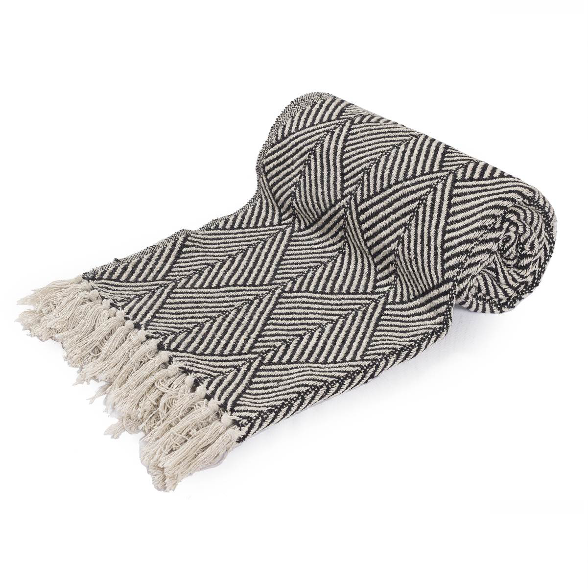 Big Herringbone Knit Cotton Throw Blanket From Abroad Modern