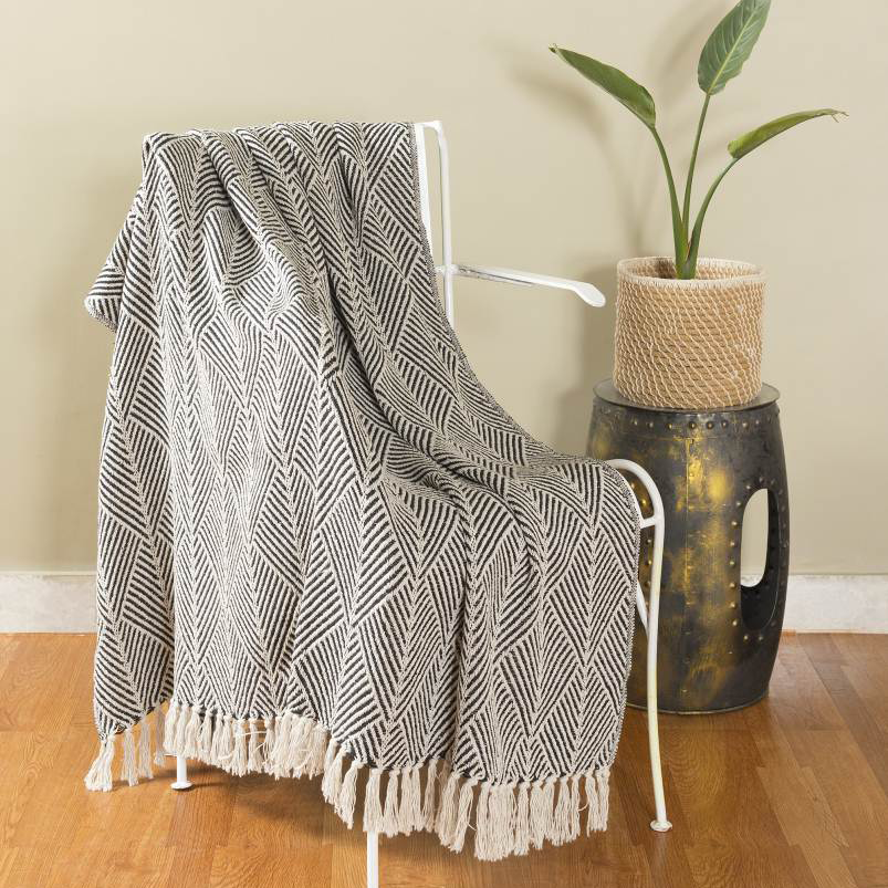 Big Herringbone Knit Cotton Throw Blanket From Abroad Modern