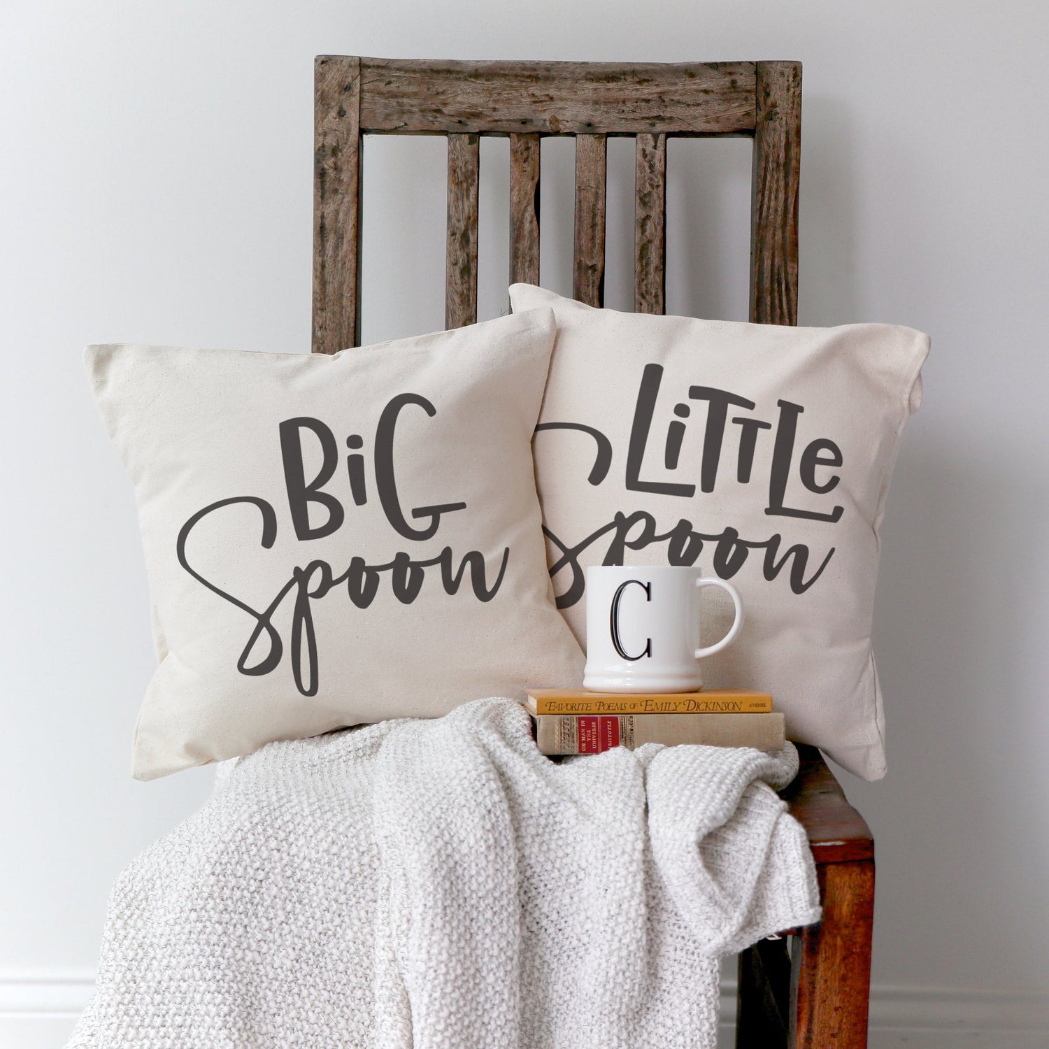 Big Spoon and Little Spoon Cotton Canvas Pillow Covers, 2-Pack from The Cotton & Canvas Co.