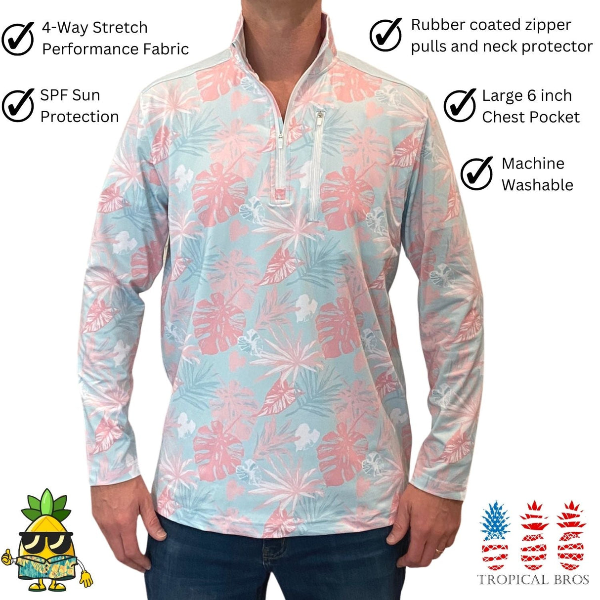 Birdie Palms Quarter Zip from Tropical Bros