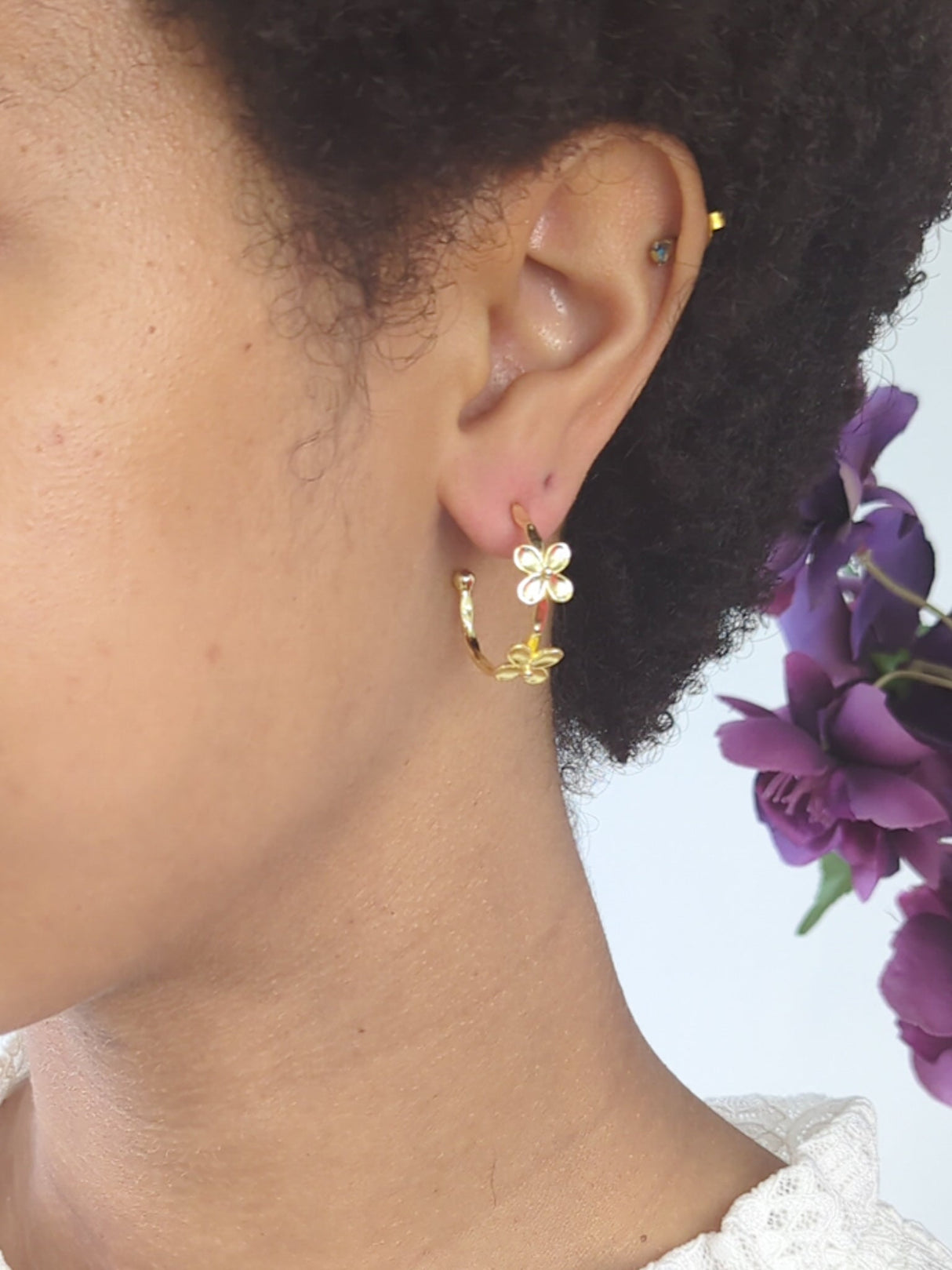 Bitty Flower Hoops from Ash & Rose