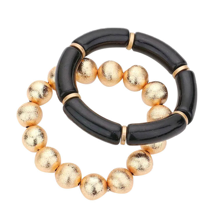 2PCS Resin Metal Ball Stretch Bracelets from Madeline Love